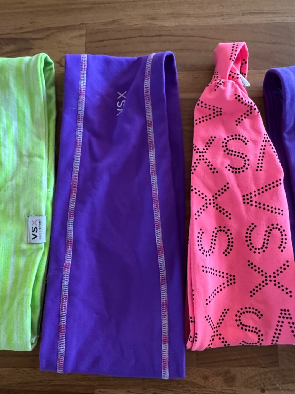 Victoria Secret VSX Neon Green, White, Purple & Pink Workout Headband Set - 7 - Picture 7 of 10